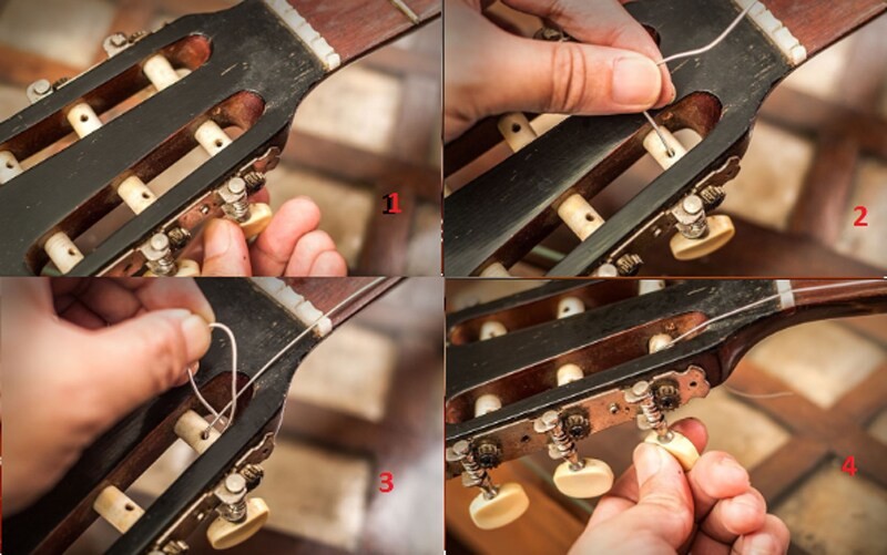 Các bước nối dây đàn đầu headstock