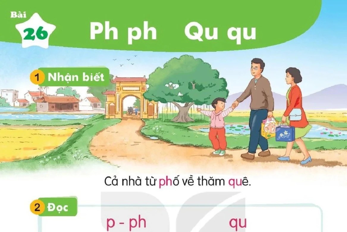 Ảnh minh họa sách Tiếng Việt 1 đang dạy chữ "p"