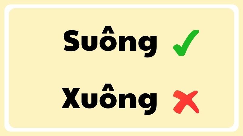Minh họa sự khác biệt giữa 'suông' và 'xuông' trong tiếng Việt